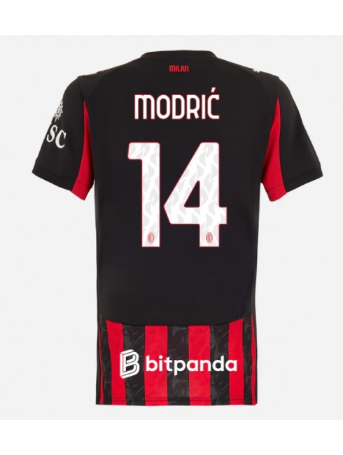 Billige AC Milan Luka Modric #14 Hjemmedrakt Dame 2025-26 Kortermet Billige AC Milan Luka Modric #14 Hjemmedrakt Dame 2025-26 Kortermet
